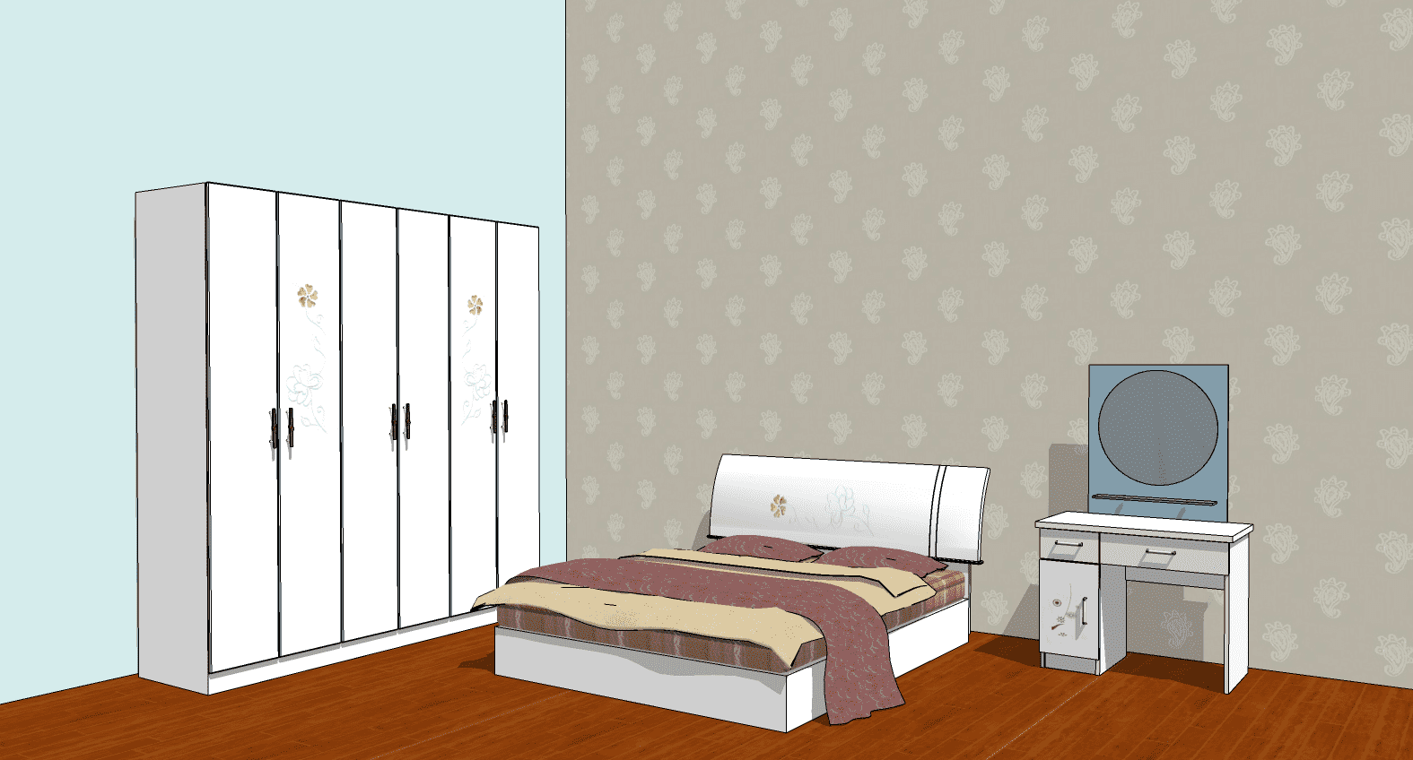 卧室 衣柜 梳妆台 SU模型插图-S14资源网